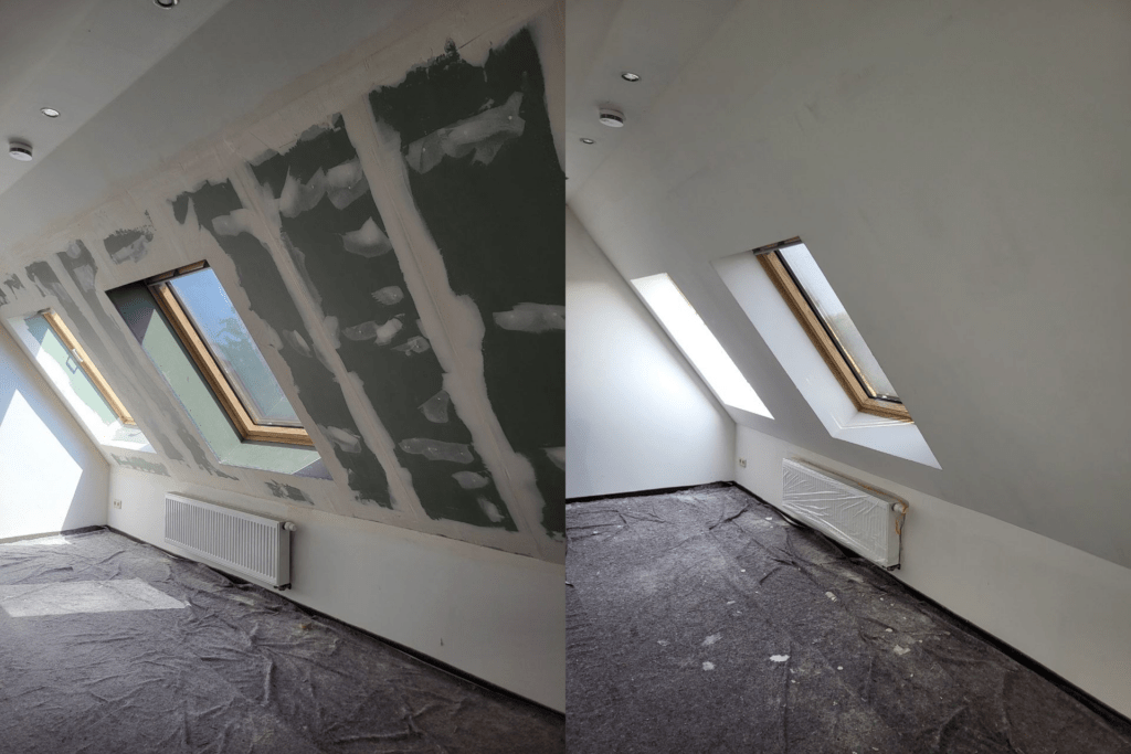 Fachgerecht abgehängte Decke mit Aussparungen für LED-Spots